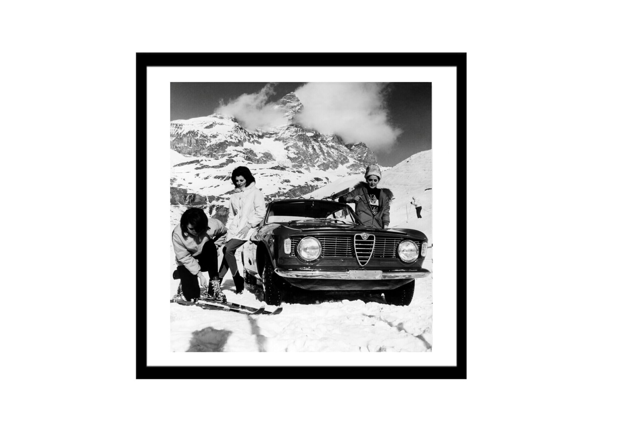 Glass picture w frame alfa romeo winter girls walther kristiansen