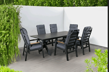 Palermo 6 regulerbare spisestoler + bord